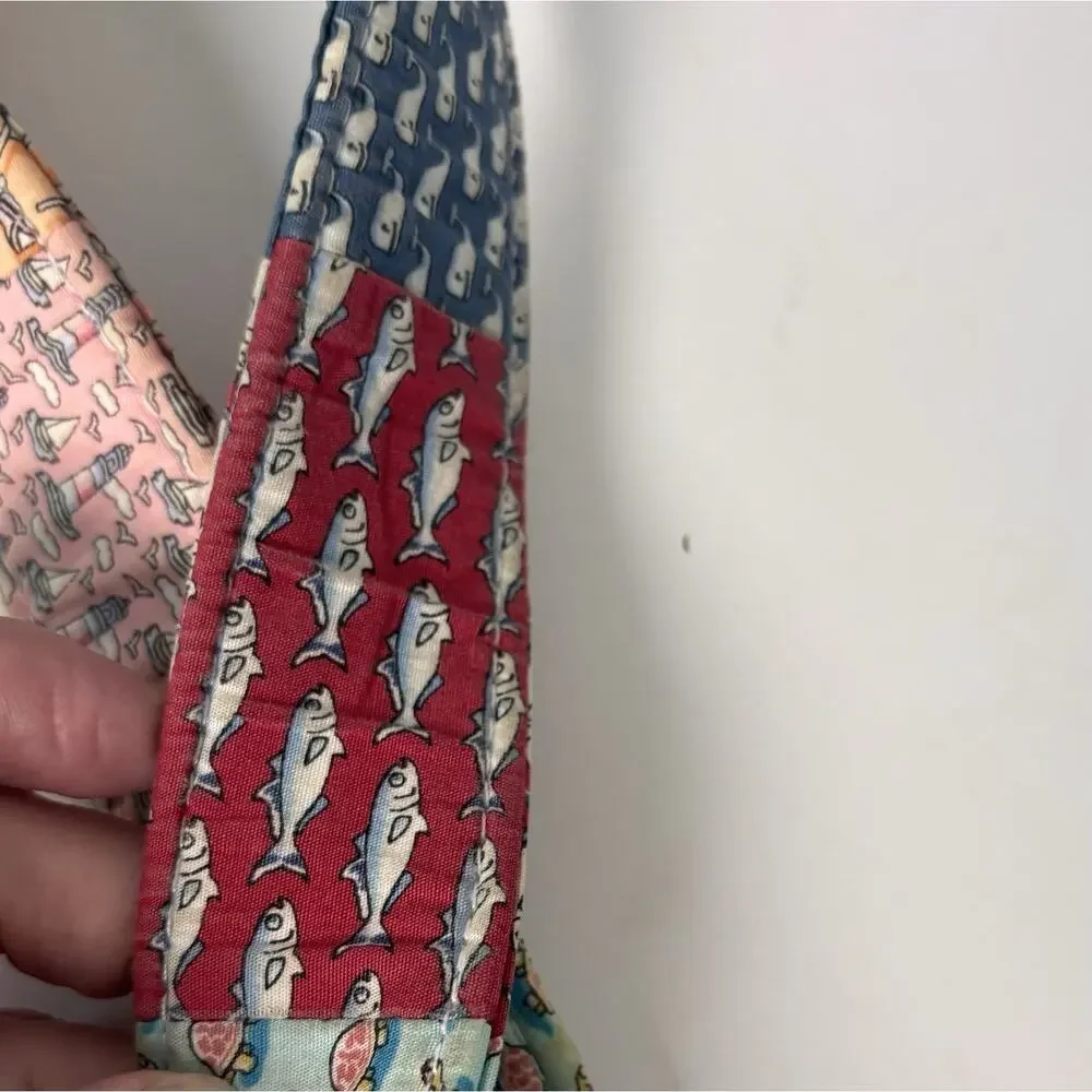 Vineyard Vines Fabric Patchwork D-Ring 100% Cotton Medium Belt Preppy Nautical